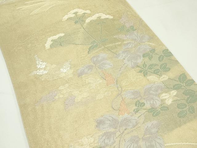 平和屋着物＊夏物　西陣　じゅらく謹製　六通柄袋帯　秋草文　金銀糸　正絹　逸品　CABK7180rv