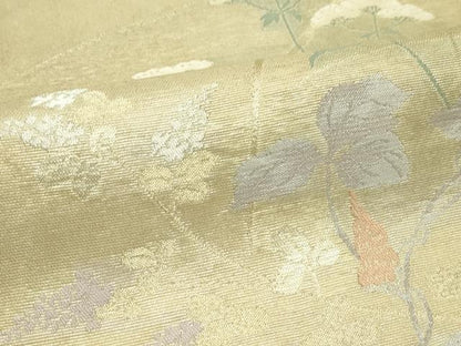 平和屋着物＊夏物　西陣　じゅらく謹製　六通柄袋帯　秋草文　金銀糸　正絹　逸品　CABK7180rv