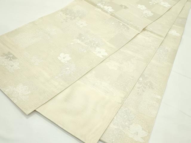 平和屋着物＊夏物　六通柄袋帯　草花文　銀糸　正絹　逸品　CABK7185rv