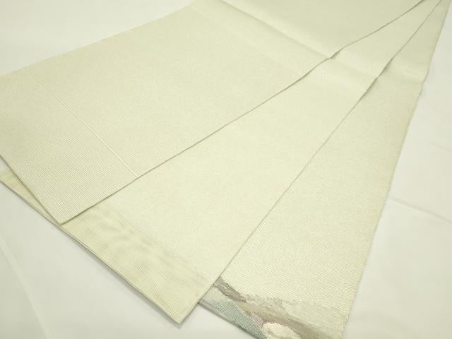 平和屋着物＊夏物　太鼓柄袋帯　すくい織　抽象文　銀糸　正絹　逸品　CABK7188rv