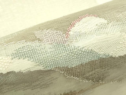 平和屋着物＊夏物　太鼓柄袋帯　すくい織　抽象文　銀糸　正絹　逸品　CABK7188rv
