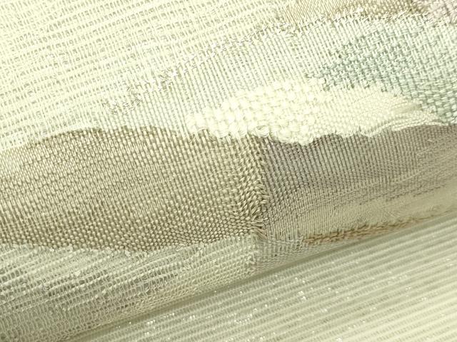 平和屋着物＊夏物　太鼓柄袋帯　すくい織　抽象文　銀糸　正絹　逸品　CABK7188rv