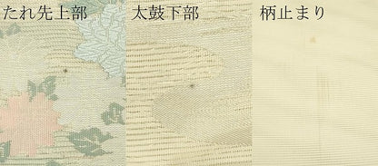 平和屋着物＊夏物　六通柄袋帯　唐織　菊　牡丹　銀糸　正絹　逸品　CABK7189rv