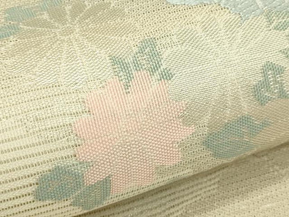平和屋着物＊夏物　六通柄袋帯　唐織　菊　牡丹　銀糸　正絹　逸品　CABK7189rv