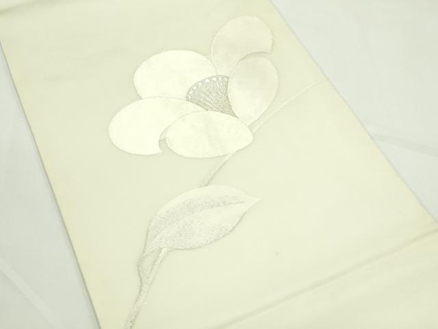 平和屋着物＊夏物　九寸開き名古屋帯　枝花文　銀糸　正絹　逸品　CABK7195rv