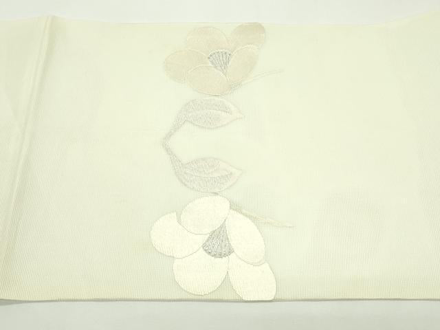 平和屋着物＊夏物　九寸開き名古屋帯　枝花文　銀糸　正絹　逸品　CABK7195rv