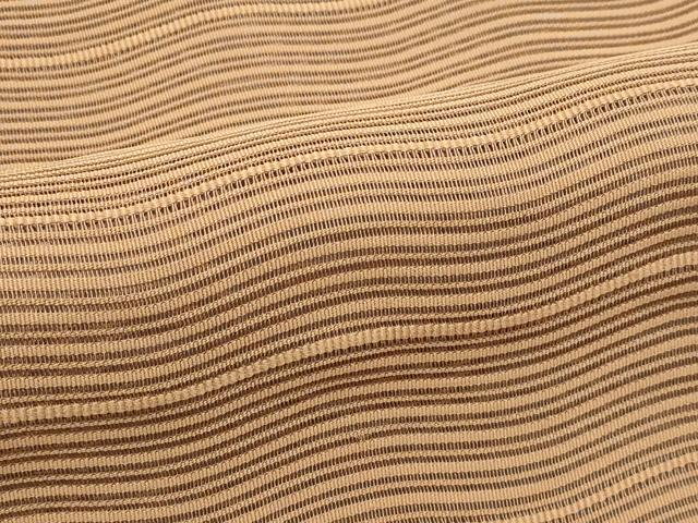 平和屋着物＊夏物　八寸名古屋帯　絽綴れ　よろけ縞　渋紙色　正絹　逸品　CABK7197rv
