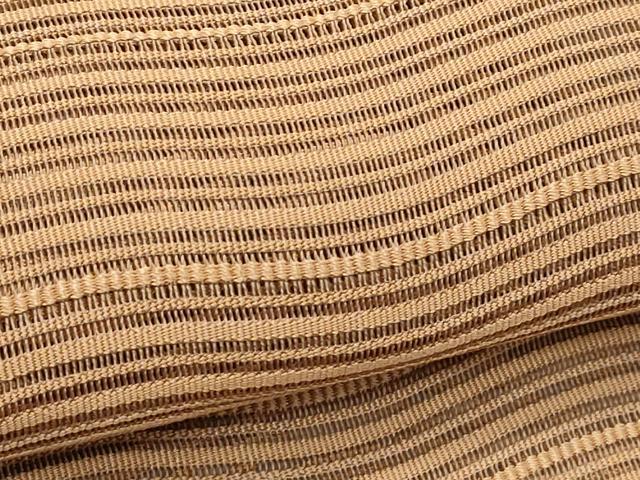 平和屋着物＊夏物　八寸名古屋帯　絽綴れ　よろけ縞　渋紙色　正絹　逸品　CABK7197rv