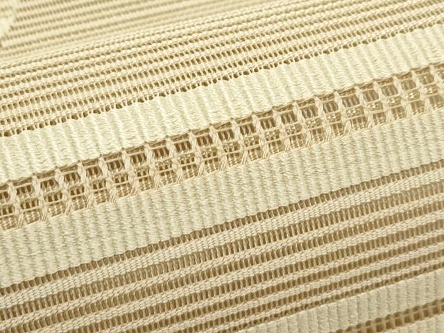 平和屋着物＊夏物　八寸名古屋帯　絽綴れ　横段文　香色　正絹　逸品　CABK7198rv