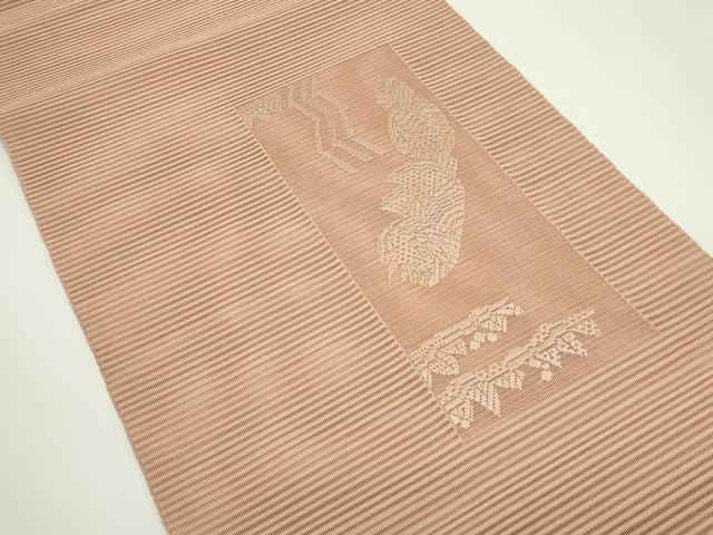 平和屋着物＊夏物　八寸名古屋帯　絽綴れ　区限刺繍　絽刺し　鴛鴦　砺茶色　正絹　逸品　CABK7199rv