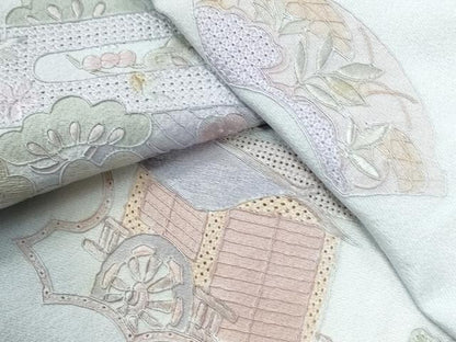 平和屋着物●中国三大刺繍　スワトウ刺繍　総刺繍　訪問着　エ霞御所車松竹梅風景文　暈し染め　正絹　逸品　CABK7202yc