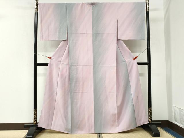 平和屋着物●上質な小紋　霞文　暈し染め　正絹　逸品　CABK7206yc