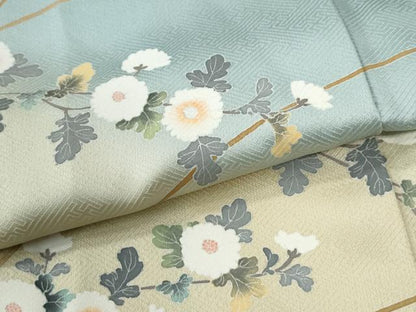 平和屋着物●訪問着　刺繍　枝菊文　暈し染め　正絹　逸品　未使用　CABK7207yc