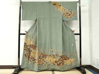 平和屋着物●訪問着　作家物　辻が花　鬼しぼ縮緬　正絹　逸品　CABK7209yc