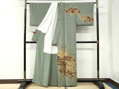 平和屋着物●訪問着　作家物　辻が花　鬼しぼ縮緬　正絹　逸品　CABK7209yc