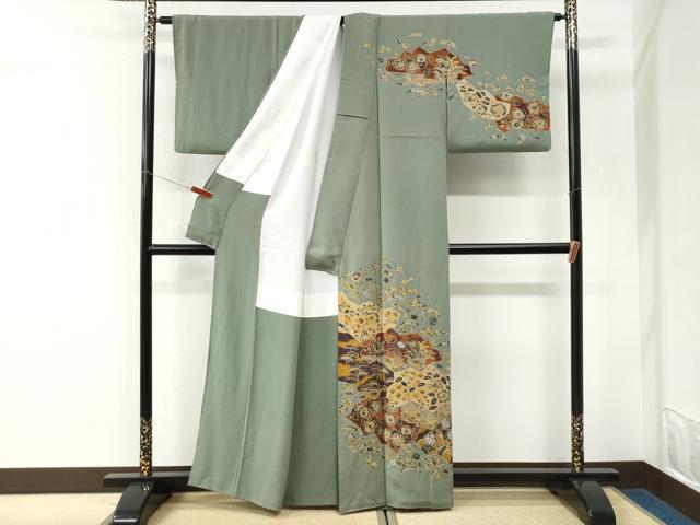 平和屋着物●訪問着　作家物　辻が花　鬼しぼ縮緬　正絹　逸品　CABK7209yc