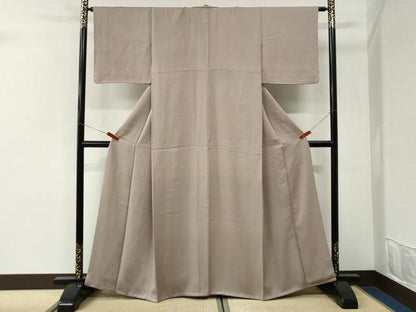 平和屋着物●上質な色無地　白茶色　正絹　逸品　CABK7210yc