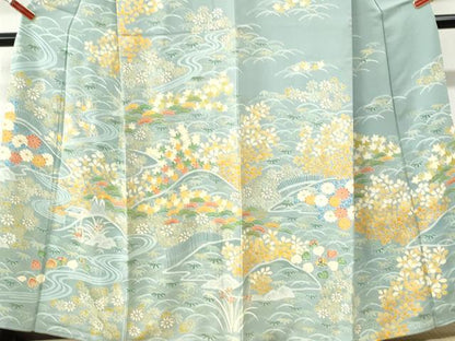 平和屋着物●訪問着　浜松葵草花文　金彩　正絹　逸品　CABK7213yc