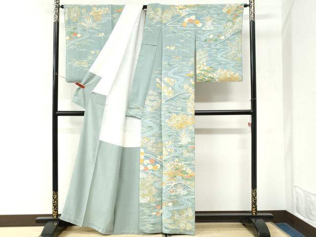 平和屋着物●訪問着　浜松葵草花文　金彩　正絹　逸品　CABK7213yc