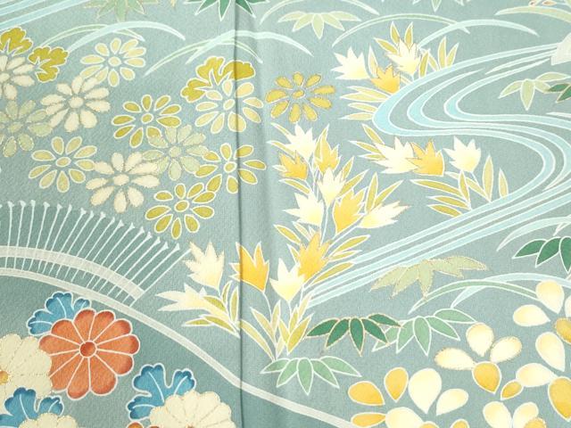 平和屋着物●訪問着　浜松葵草花文　金彩　正絹　逸品　CABK7213yc