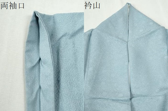 平和屋着物●上質な色無地　花唐草地紋　白藍色　正絹　逸品　CABK7214yc