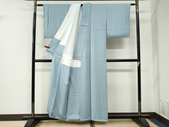 平和屋着物●上質な色無地　花唐草地紋　白藍色　正絹　逸品　CABK7214yc