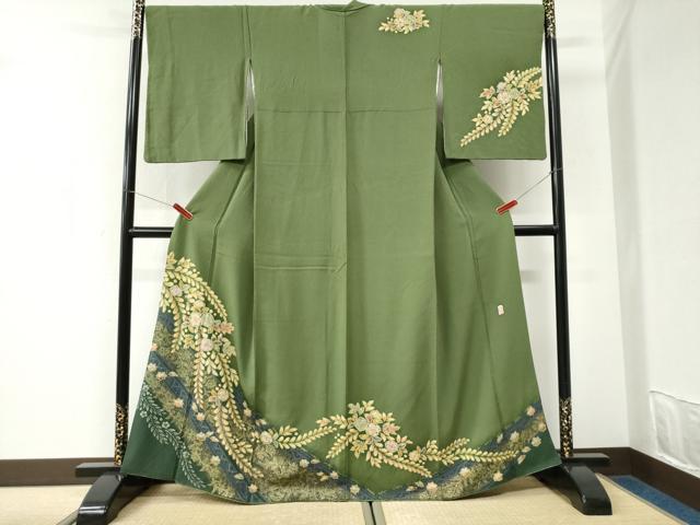 平和屋着物●越後十日町の一流染匠　桐屋・翠山工房　訪問着　辻が花　金彩　やまと誂製　正絹　逸品　CABK7216yc