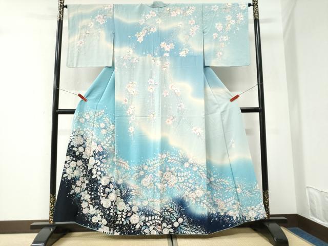 平和屋着物●越後十日町の一流染匠　桐屋・翠山工房　訪問着　辻が花　絞り　暈し染め　正絹　逸品　CABK7217yc