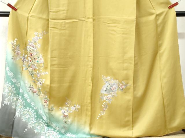 平和屋着物●中国三大刺繍　スワトウ刺繍　訪問着　螺鈿　檜扇更紗花唐草文　暈し染め　銀彩　正絹　逸品　CABK7219yc