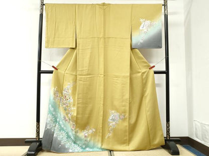 平和屋着物●中国三大刺繍　スワトウ刺繍　訪問着　螺鈿　檜扇更紗花唐草文　暈し染め　銀彩　正絹　逸品　CABK7219yc