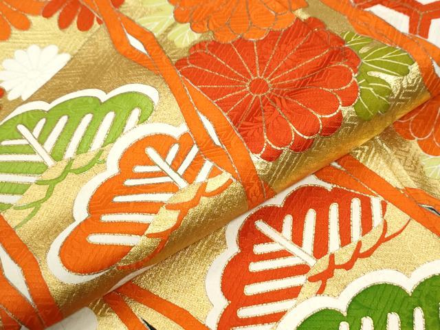 平和屋着物●豪華振袖　駒刺繍　雲取り几帳双鶴花松文　黒地　金彩　正絹　逸品　CABK7220yc
