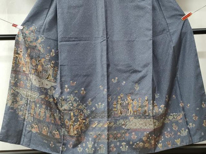 平和屋着物●訪問着　本場染大島紬　エジプト壁画文様　金彩　まるやま扱い　正絹　逸品　CABK7221yc