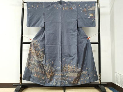 平和屋着物●訪問着　本場染大島紬　エジプト壁画文様　金彩　まるやま扱い　正絹　逸品　CABK7221yc
