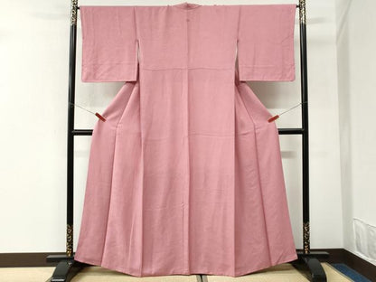 平和屋着物●上質な色無地　草花地紋　紅梅色　正絹　逸品　CABK7222yc