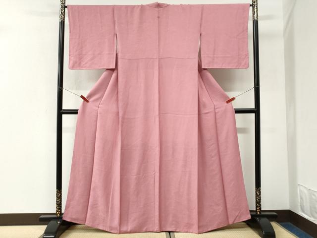 平和屋着物●上質な色無地　草花地紋　紅梅色　正絹　逸品　CABK7222yc