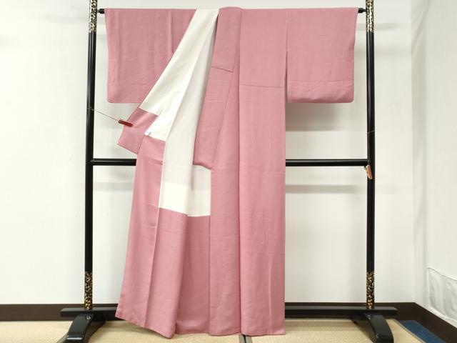 平和屋着物●上質な色無地　草花地紋　紅梅色　正絹　逸品　CABK7222yc