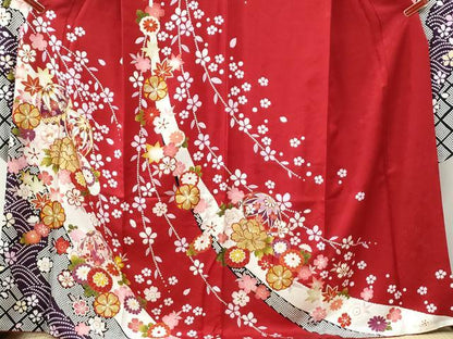 平和屋着物●豪華振袖　駒刺繍　毬牡丹花文　金彩　京都きもの友禅扱い　正絹　逸品　CABK7223yc