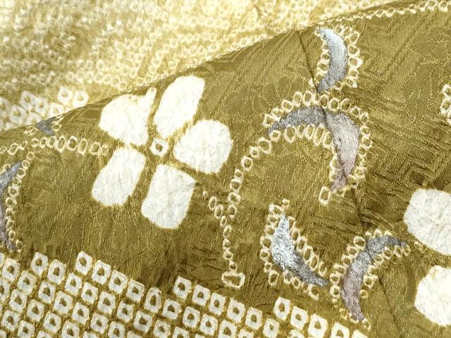 平和屋着物●訪問着　総絞り　駒刺繍　浜松草花文　暈し染め　やまと誂製　正絹　逸品　未使用　CABK7224yc