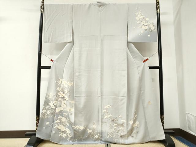 平和屋着物●訪問着　作家物　駒刺繍　菊花文　暈し染め　金彩　まるやま扱い　正絹　逸品　CABK7228yc
