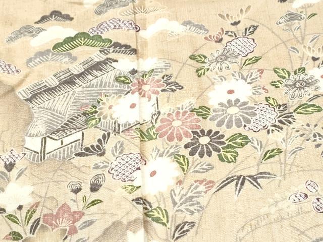 平和屋着物●訪問着　紬地　作家物　風景草花文　やまと誂製　正絹　逸品　CABK7229yc