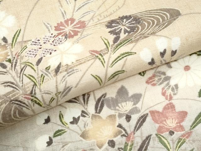 平和屋着物●訪問着　紬地　作家物　風景草花文　やまと誂製　正絹　逸品　CABK7229yc