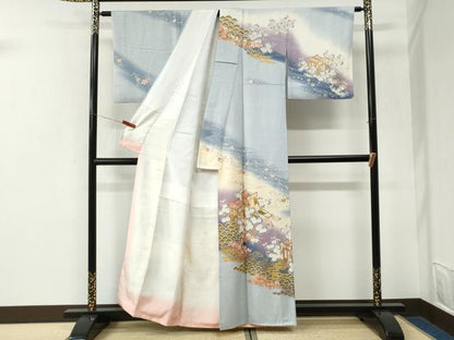 平和屋着物●訪問着　作家物　御所車松竹梅橘花文　暈し染め　金彩　正絹　逸品　CABK7231yc