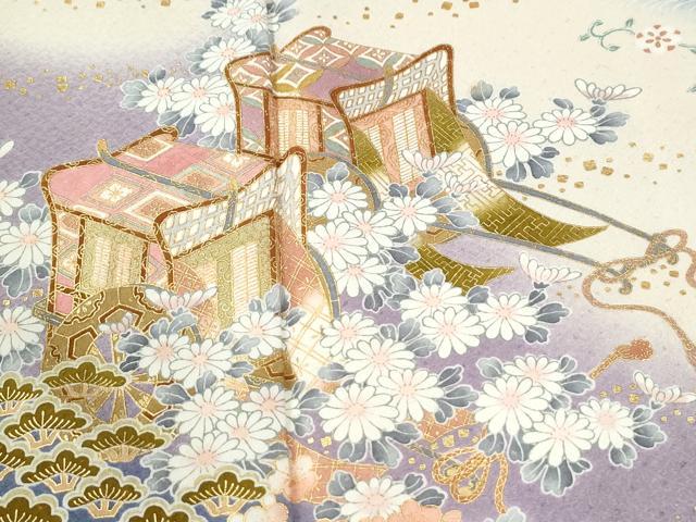 平和屋着物●訪問着　作家物　御所車松竹梅橘花文　暈し染め　金彩　正絹　逸品　CABK7231yc