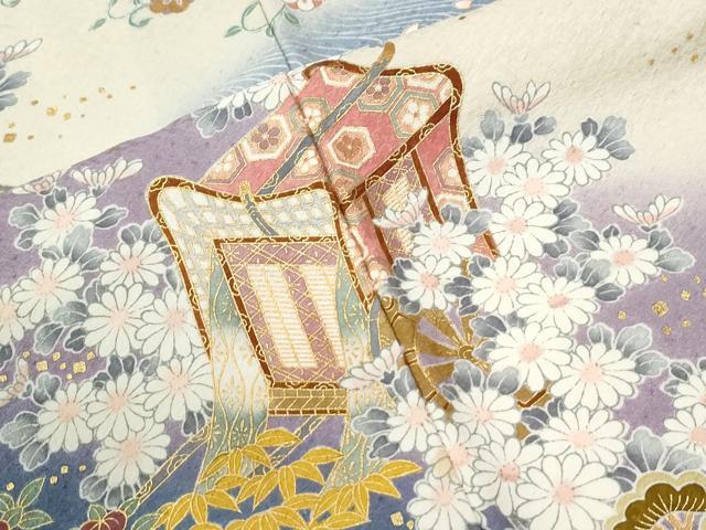 平和屋着物●訪問着　作家物　御所車松竹梅橘花文　暈し染め　金彩　正絹　逸品　CABK7231yc