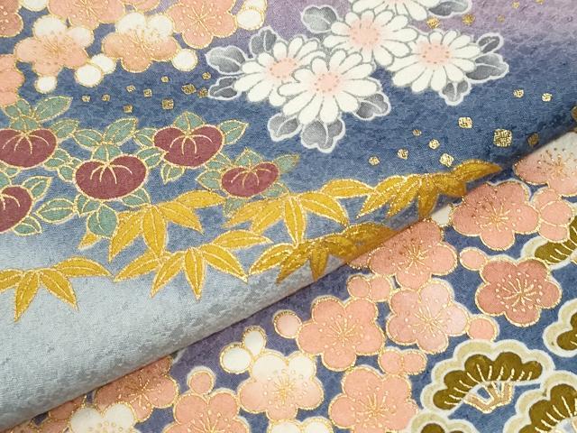 平和屋着物●訪問着　作家物　御所車松竹梅橘花文　暈し染め　金彩　正絹　逸品　CABK7231yc