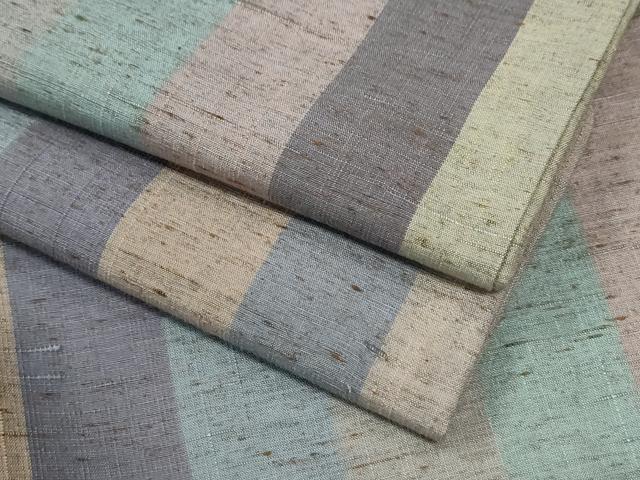 平和屋着物●ぜんまい紬　縞　正絹　逸品　CABK7239yc