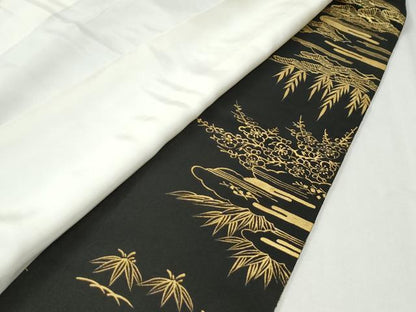 平和屋着物●京繍作家　合田峰太郎　黒留袖　総刺繍　駒刺繍　雲取り吉祥松竹梅花文　金糸　正絹　逸品　CABK7241yc