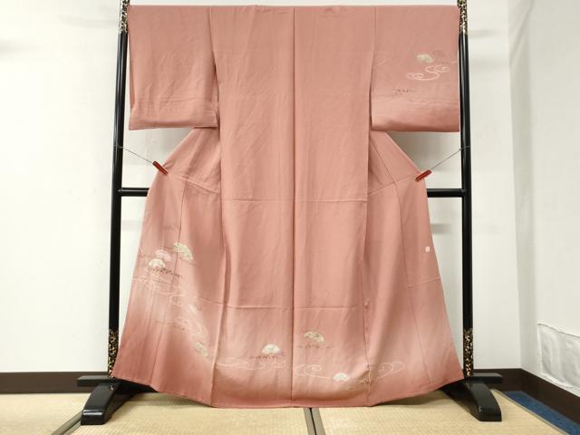 平和屋着物●十日町　名門　滝泰謹製　訪問着　刺繍　絞り　流水地紙舞花文　暈し染め　金彩　仮絵羽　正絹　逸品　未使用　CABK7246yc