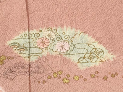 平和屋着物●十日町　名門　滝泰謹製　訪問着　刺繍　絞り　流水地紙舞花文　暈し染め　金彩　仮絵羽　正絹　逸品　未使用　CABK7246yc