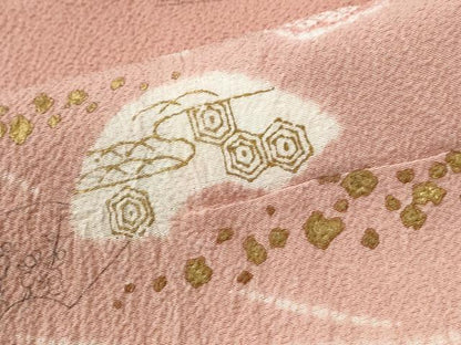 平和屋着物●十日町　名門　滝泰謹製　訪問着　刺繍　絞り　流水地紙舞花文　暈し染め　金彩　仮絵羽　正絹　逸品　未使用　CABK7246yc